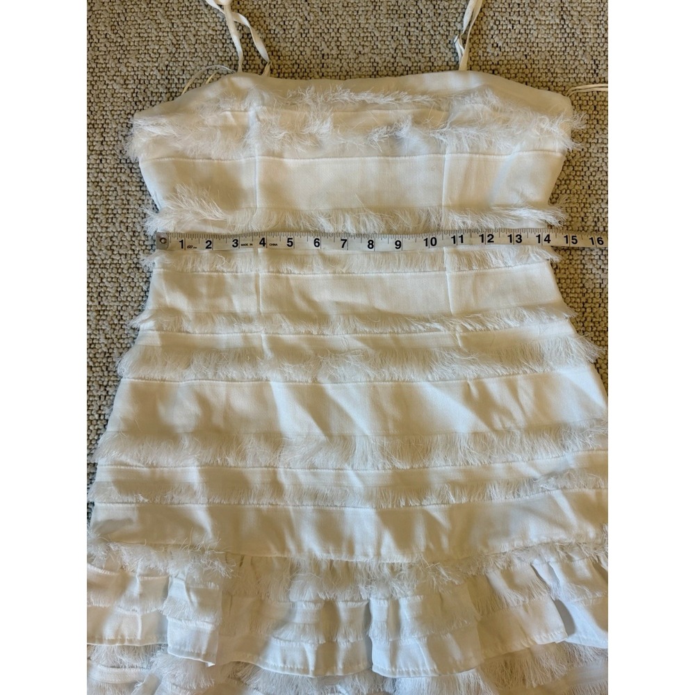 Princess Polly Molina White Solid Fringe Ruffle Mini Dress Sleeveless Zip US 6 - Picture 10 of 12